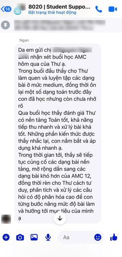 AMC 12 · nhận xét buổi đầu — ảnh kết quả của học viên 8020