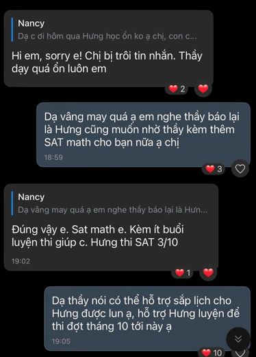 Phụ huynh nhận xét — ảnh kết quả của học viên 8020