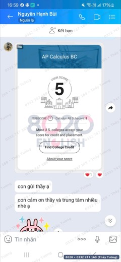 AP Calculus BC · 5 — ảnh kết quả của học viên 8020